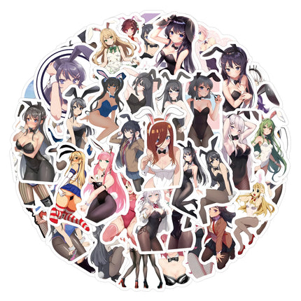 10/60PCS Anime Bunny Girl Creative Stickers Cartoon DIY Guitar Helmet Motorcycle Beauty Stickers Waterproof Graffiti Stickers