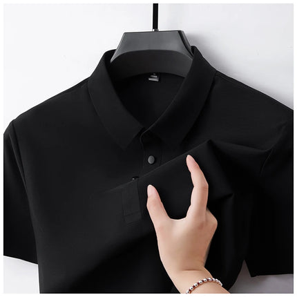 Ice Silk Polo Shirt – Quick-Dry, Breathable & Lightweight, Seamless Knit Design, Business Casual Short Sleeve Top Golf