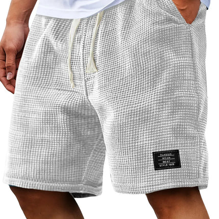 Summer Men's Waffle Business casual shorts New Korean Fashion Drawstring Baggy Short Pants Fitness Breathable Streetwear Gym