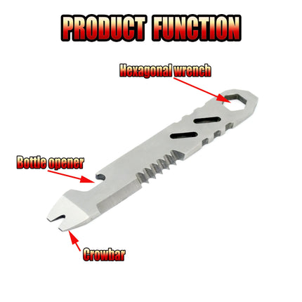 New Mini Stainless Steel Multifunctional Pry Bar, Mini EDC Hex Wrench, Bottle Opener, Portable Outdoor Bicycle Repair Tool