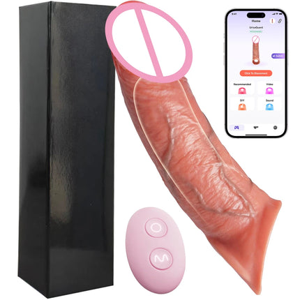 Penis Enlargement Sleeve Vibrator for Men Hollow Dildo Silicone Ejaculation Delay Realistic Penis Extender Adult Couples Sex Toy
