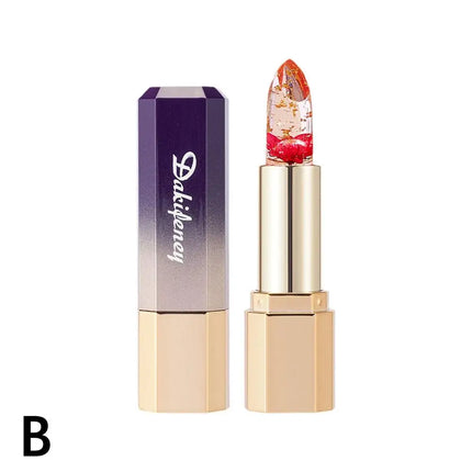 Transparent Flower Jelly Temperature Color-changing Lipstick long-lasting waterproof non stick cup  Anti-drying Lips Skin Care