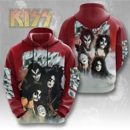 Vintage Kiss Band Graphic 3D Print Autumn/Winter Men Hoodies Casual Oversized Pullover Trend Hoodie Sweatshirt Men Clothing