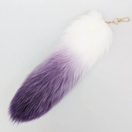 natural fox fur tail keychain furry 2024 chic y2k  beautiful accessory length 40 cm Car Keychains For Women
