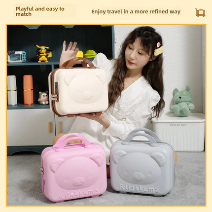 14-Inch Portable Bear Cosmetic Box Luggage Box Password Lock Cartoon Storage Travel Box Wedding Favor Lightweight Unisex