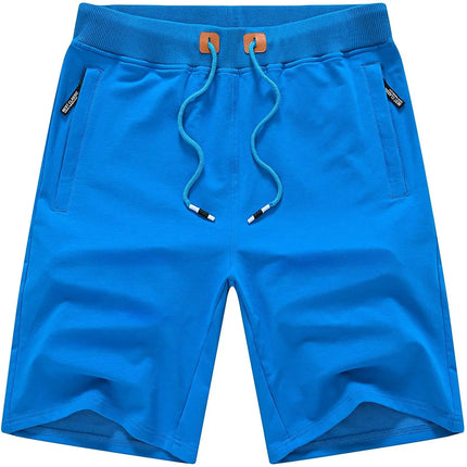 Drawstring Men's Cotton Shorts, Cozy Fit Slim Elastic Sports Shorts Man Casual Running Trendy Sweatpants Male Clothing