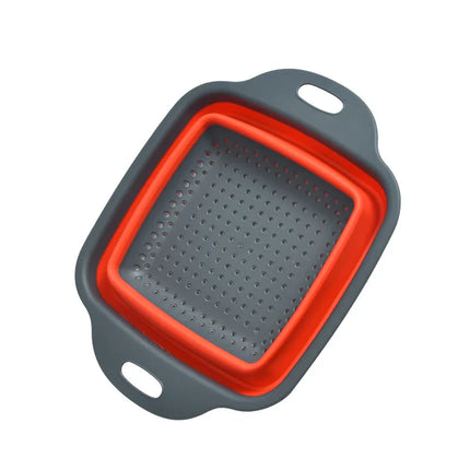 Round Square Foldable Silicone Colander Fruit Vegetable Washing Basket Strainer Collapsible Drainer Handle Kitchen Bar Tools