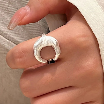 925 Sterling Silver Matte Finish Moon Open Rings For Women Ladies Luxury Jewelry Wholesale Accessories Jewellery Argent 925