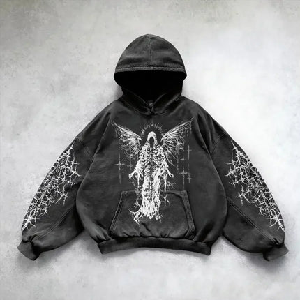 Red inferno dragon punk hoodies women oversized new tops vintage goth sweatshirt goth streetwear women gothic y2k clothes