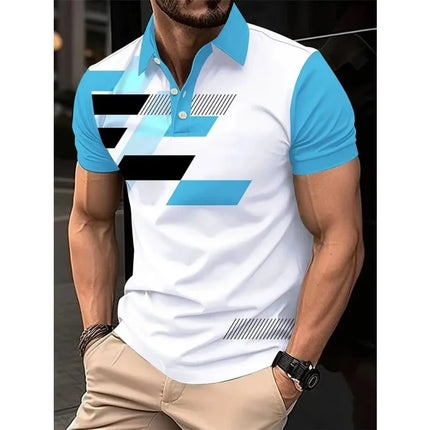 Fashion Colorful Geometry 3D Printed Polo Shirt For Men's Clothing Short Sleeves T-shirt Summer Casual Button Tops POLO Shirts