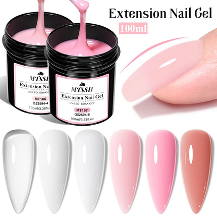 100ml Clear White Pink Extension Nail Gel UV LED Cured Builder Nail Gel Acrylic French Nail Art Semi Permanent UV Gel Varnish
