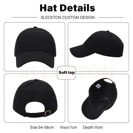 SLECKTON Custom Baseball Cap Fashion Letter Embroidery Sun Hats for Women and Men Cotton Design LOGO Wholesale Unisex Caps