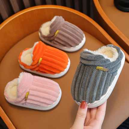 SmilePoP New Classic Fuzzy Kids Shoes Winter Outdoor Warm Antiskid Children's Slippers Indoor Furry Comfortable Home Girl Shoes