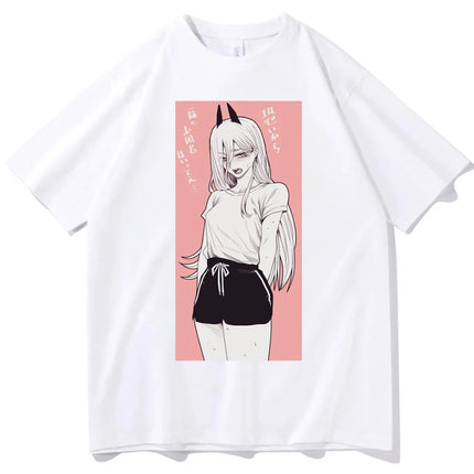 Chainsaw Man cotton shirt teen University graphic Grunge Retro t-shirt Classic Punk 2000s Trendy