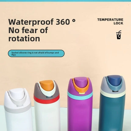 16/19/24/32oz Thermos Cup Fruit Mug Kids Straw Cup Vacuum Flasks Stainless Steel Travel Thermal Water Bottles