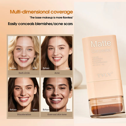 2-in-1 Concealer Eraser Dual-Ended Foundation Stick with Brush Head Nine Colors European and American Waterproof Non-Cakey Solid Foundation Cream 15G/Stick-1 Stick