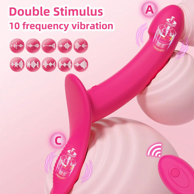 Strap-On Vibrating Dildo Adjustable Harness Vibrator with 10 Vibration Modes Wearable Harness Sex Toy for Female Couples Lesbians