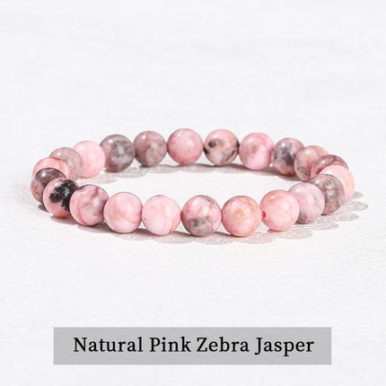 JD 6 8 10mm Natural Stone Beaded Bracelet Obsidian Fluorite Quartz Jasper Healing Beads Bangles Women Men Stretch Yoga Jewelry