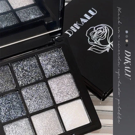 Punk Smoked Black Gray 9 Color Eyeshadow Makeup Palette Dark Color Pressed Glitter for Eyes Shadow Pigment Powder Cosmetics