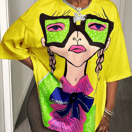 BamGleam Oversized T-shirt Loose Casual Hip-Hop Style Graphic Printed Women T-Shirt Summer Fashion Y2k Ladies Clothes Female Tee