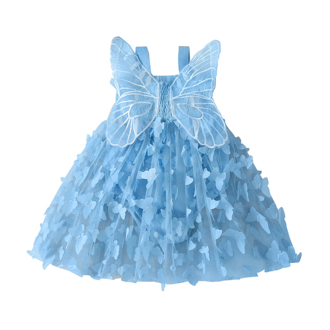 Pudcoco Infant Newborn Baby Girls Rompers Dress, Sleeveless Pleated Butterfly Tulle Patchwork A-line Dress for Party 0-24M