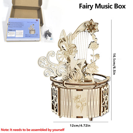 3D Wooden Puzzle Moon Star Model Music Box Building Kits Rotating Craft Decor Educational STEM Toy Gift for Adults Teens Kids