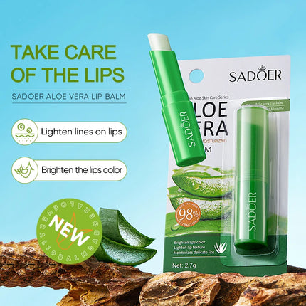 SADOER Aloe Vera Lip Balm- Lasting Moisturizing & Repairing Lip Care For Men And Women - Daily Care Lip Balm