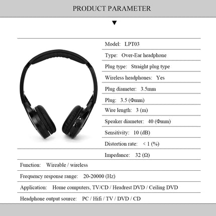 Infrared Stereo Headphones Earphones Wireless IR in Car roof dvd or headsets dvd Player two channels