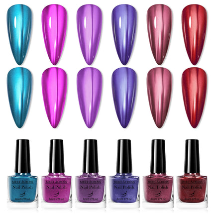 6pcs 8ml Water-Based Nail Polish Long Lasting Quick Drying No Need of Lamp to Cure Nail Supplies Vernis for Nail Art Decorations