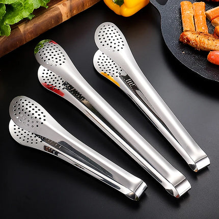 〔CC55〕1pc Food Clip Kitchen Utensils BBQ Food Clip Kitchen Chief Tongs Stainless Steel Portable For Picnic Barbecue Cooking