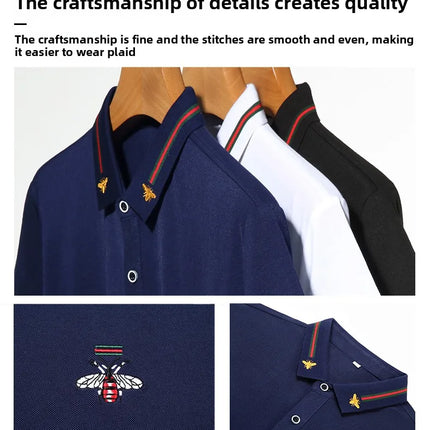 Brand Design Quality Men's Polo Shirt Lapel Bee Embroidered Short Sleeve New Summer T-Shirt Business Classic Fashion Trend Menswear
