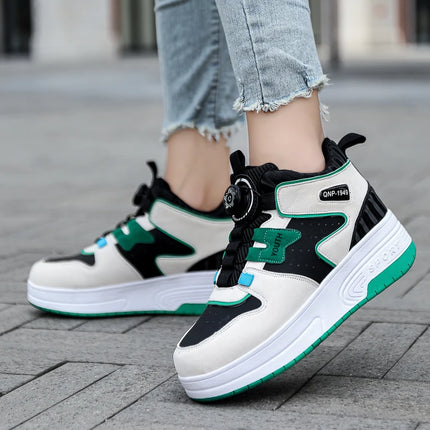2Wheels Roller Skate Children Shoes Sneakers For Kids Boys Girls Sports Running Outdoor Adult Casual Women Tennis Size 31-42