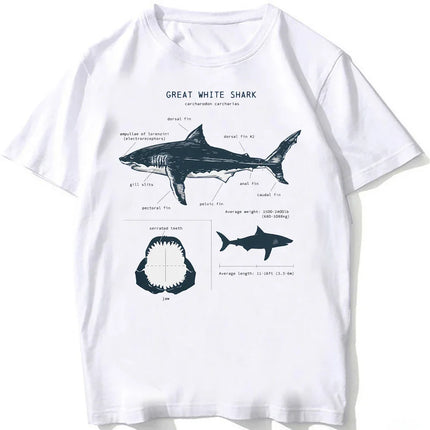 Whale Shark Anatomy Biology T-shirt Unisex Women Hip Hop Casual T Shirts Women Beach Diving White T-shirt Vintage Women Tees