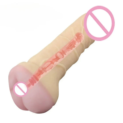 Realistic Big Penis Enlarger Sleeve With Pussy Real Vagina Anal Plug Sex Toys For Men Women Three Uses Adult Erotic Supplies