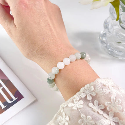 Natural Stone Pink Zebra Beaded Bracelet 6/8mm Dalmatian Jasper Rhodochrosite Agate Bracelet Gemstone Beads Bracelet