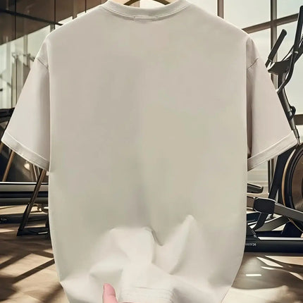 Men's 100% Pure Cotton Fashionable Casual Loose Italian Style Milan Letter Print Round Neck Short Sleeve T-Shirt Top