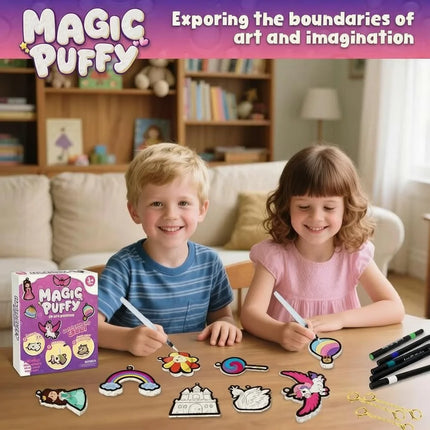 37Pcs 3D Foam DIY Painting Kit with plush charms, pens & keychains, multi-theme craft toy, decorative gift for kids