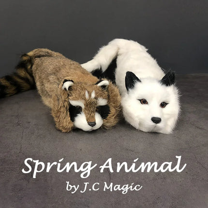 Spring Animal (White Fox/Raccoon) Magic Tricks Rabbit Fur Fake Animal Comedy Magia Accessories Stage Illusions Gimmicks Props
