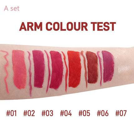 Matte Lip Gloss & Lipliner Pen Set Makeup Women Gift 24h Long-lasting Waterproof Non Stick Cup Mirror Lipstick Sexy Lips Makeup