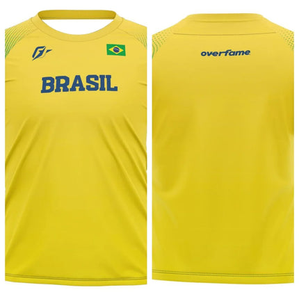 Stylish Brazil Volleyball/Sports Jersey | Navy Body Yellow - Green Gradient Sleeves Embroidered Flag Ideal for Fans & Athletes