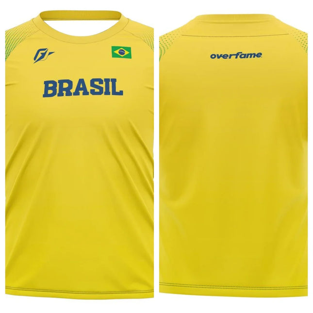 Stylish Brazil Volleyball/Sports Jersey | Navy Body Yellow - Green Gradient Sleeves Embroidered Flag Ideal for Fans & Athletes