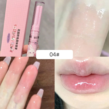 Gege Bear Garden Pink Rabbit Solid Lip Gloss Moisturizing Watery Colored Lip Balm Long-lasting and Tender Lip Balm