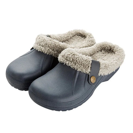 KANCOOL Fur Lined Clogs Shoes For Women Men Winter Indoor Outdoor Waterproof Plush Slippers Cozy Warm House Slippers Garden Shoe