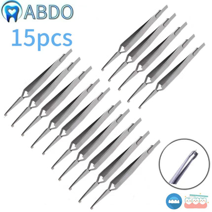 15pc/10pc/5pc Dental Bracket Tweezers Holder Instrument Stainless Steel Serrated Orthodontic Tweezers Pliers for Teeth Care Tools