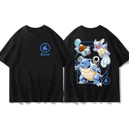 2026 Summer Pokemon Charizard Evolution Double Sided Print T-Shirt 100% Cotton Oversized Couple & Family Tee for Travel & Sports