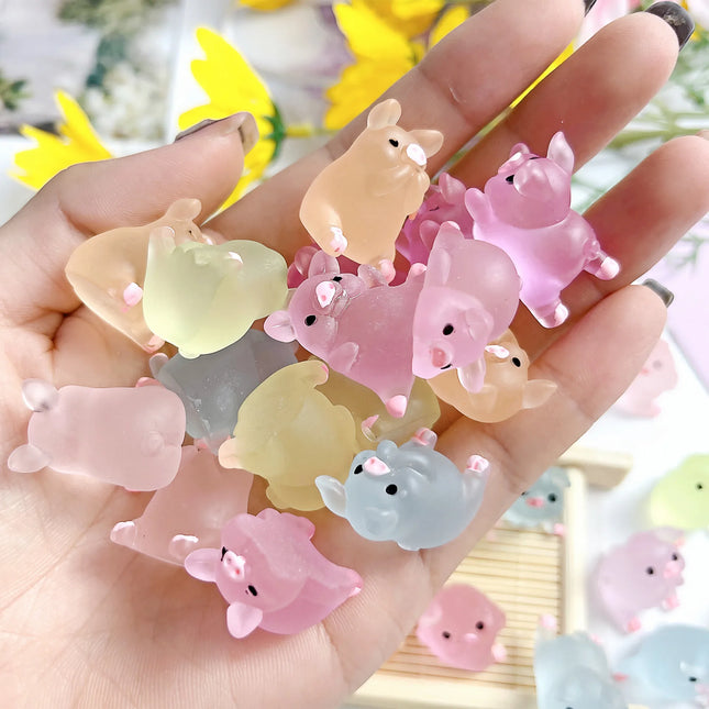 10PCS New Glow Piglet Toy DIY Resin Accessories Cream Gel Material Decoration