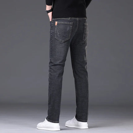 2026 Men NEW Men's Fashion Business Jeans Classic Style Casual Stretch Slim Jean Pants Male Brand Denim Trousers Black Blue Mens