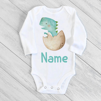 Personalise Infant Bodysuits Body Baby Custom Name Clothes Dinosaur Print Boys Girls Romper Long Sleeve Newborn Jumpsuit Outfits