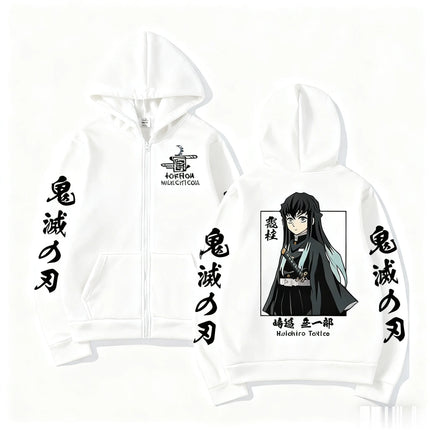 Demon Slayer Muichiro Tokit Hoodie Anime Jacket Zip Up Casual Tops Streetwear 2026 Autumn Winter Long Sleeve Pullover Men Women