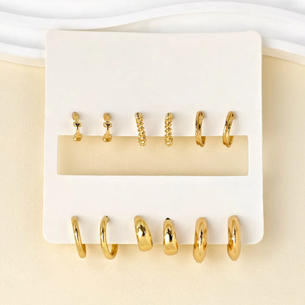 Metallic C Shape Textured Hoop Earrings Vintage Twist Women Accessories